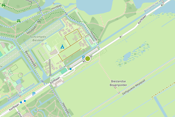 Ambulance-melding op Korftlaan, Delft op 25 mei, kaart-overzicht