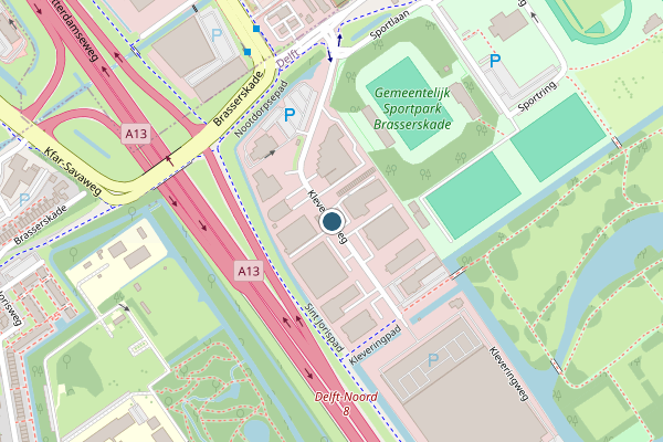 Politie-melding op Kleveringweg, Delft op 25 mei, kaart-overzicht