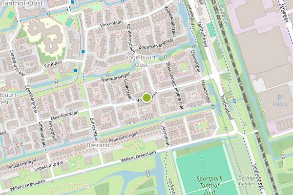 Ambulance-melding op Valkenlaan, Delft op 25 mei, kaart-overzicht
