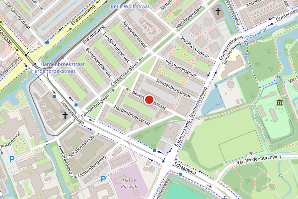 Brandweer-melding op Beverweerdstraat, Den Haag op 25 mei, kaart-overzicht