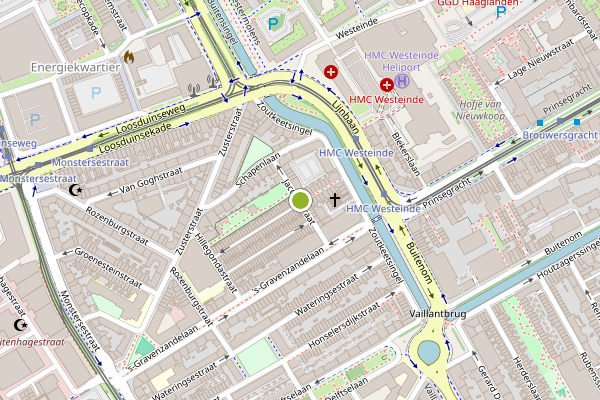 Ambulance-melding op Jacobastraat, Den Haag op 25 mei, kaart-overzicht