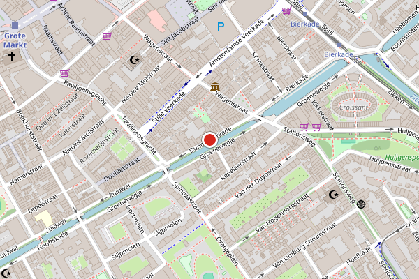 Brandweer-melding op Dunne Bierkade, Den Haag op 25 mei, kaart-overzicht