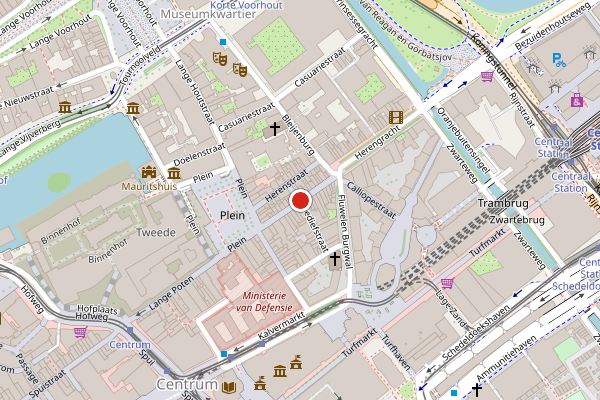 Brandweer-melding op Korte Poten, Den Haag op 25 mei, kaart-overzicht