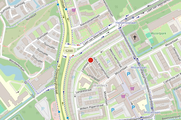 Brandweer-melding op Landrestraat, Den Haag op 25 mei, kaart-overzicht