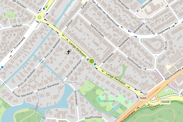 Ambulance-melding op Lange Kerkdam, Wassenaar op 28 mei, kaart-overzicht