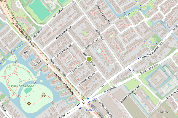 Ambulance-melding op Damsigtstraat, Voorburg op 27 mei, kaart-overzicht
