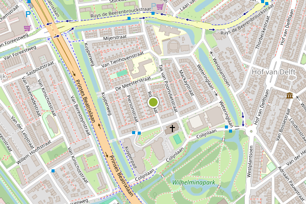 Ambulance-melding op Roellstraat, Delft op 28 mei, kaart-overzicht