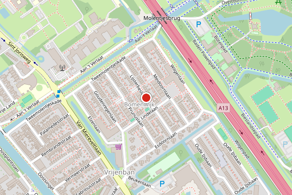 Brandweer-melding op Lijsterbeslaan, Delft op 27 mei, kaart-overzicht