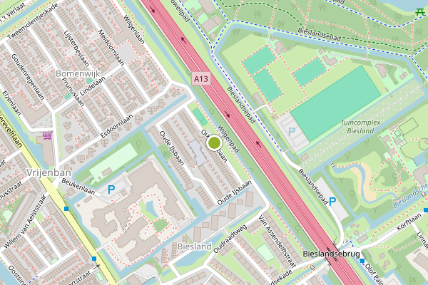Ambulance-melding op Oude IJsbaan, Delft op 27 mei, kaart-overzicht