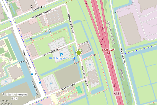 Ambulance-melding op Molengraaffsingel, Delft op 27 mei, kaart-overzicht
