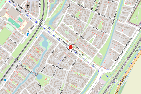 Brandweer-melding op Florence Nightingalelaan, Zoetermeer op 28 mei, kaart-overzicht