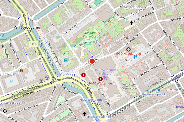 Brandweer-melding op Westeinde, Den Haag op 29 mei, kaart-overzicht