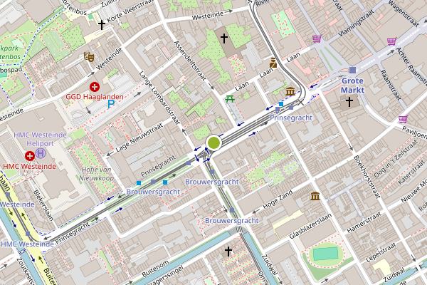 Ambulance-melding op Prinsegracht, Den Haag op 29 mei, kaart-overzicht