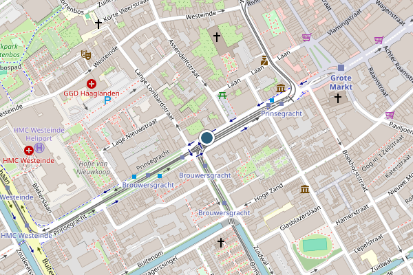 Politie-melding op Prinsegracht, Den Haag op 29 mei, kaart-overzicht