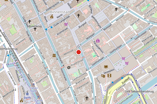 Brandweer-melding op Brabantse Turfmarkt, Delft op 30 mei, kaart-overzicht