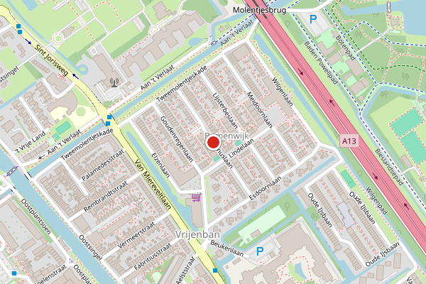 Brandweer-melding op Prunuslaan, Delft op 30 mei, kaart-overzicht