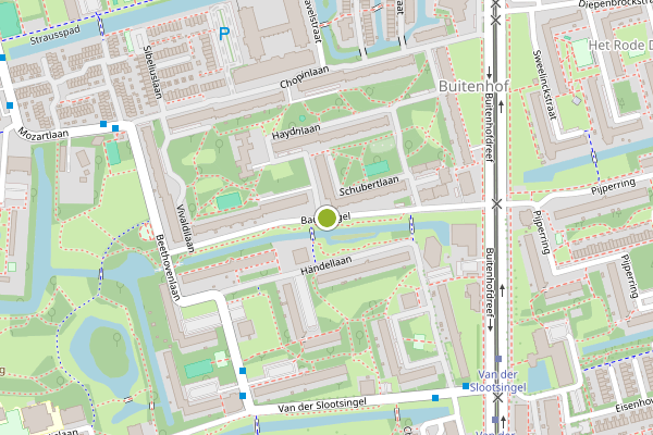 Ambulance-melding op Bachsingel, Delft op 30 mei, kaart-overzicht