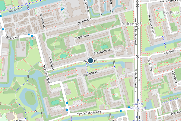 Politie-melding op Bachsingel, Delft op 30 mei, kaart-overzicht