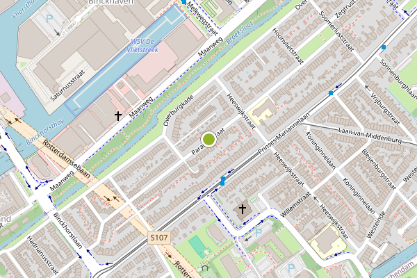 Ambulance-melding op Paradijsstraat, Voorburg op 31 mei, kaart-overzicht