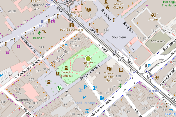Ambulance-melding op Spui, Den Haag op 31 mei, kaart-overzicht