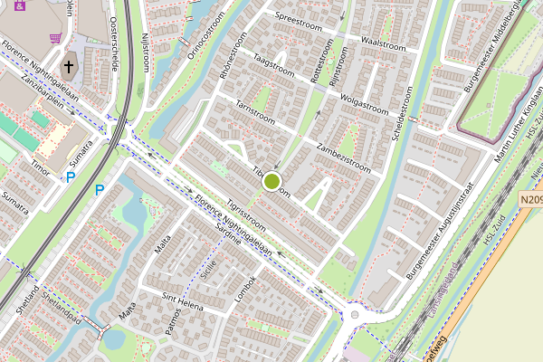 Ambulance-melding op Tiberstroom, Zoetermeer op 31 mei, kaart-overzicht