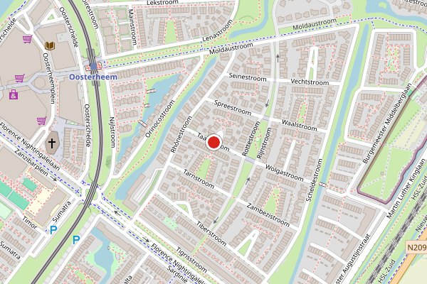 Brandweer-melding op Taagstroom, Zoetermeer op 1 juni, kaart-overzicht
