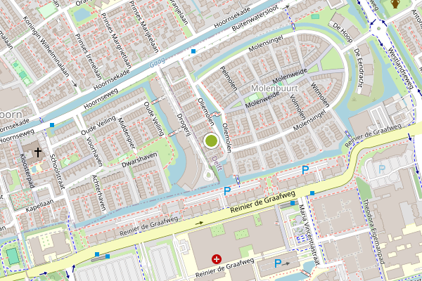 Ambulance-melding op Oliemolen, Delft op 31 mei, kaart-overzicht
