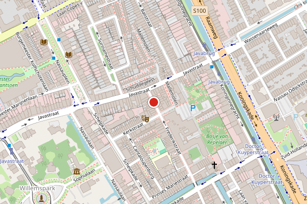 Brandweer-melding op Frederikstraat, Den Haag op 1 juni, kaart-overzicht