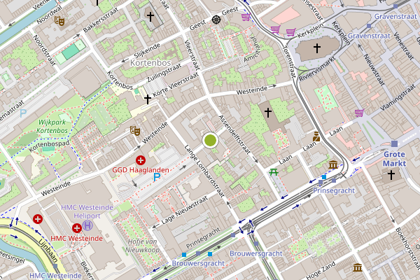 Ambulance-melding op Lange Lombardstraat, Den Haag op 1 juni, kaart-overzicht