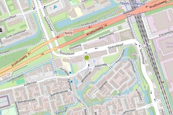 Ambulance-melding op Kalfjeslaan, Delft op 2 juni, kaart-overzicht