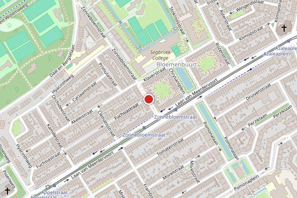 Brandweer-melding op Zonnebloemstraat, Den Haag op 2 juni, kaart-overzicht