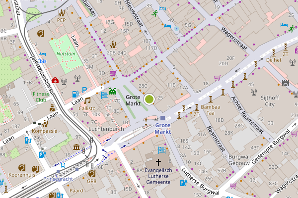 Ambulance-melding op Grote Markt, Den Haag op 2 juni, kaart-overzicht
