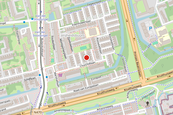 Brandweer-melding op Churchilllaan, Delft op 2 juni, kaart-overzicht