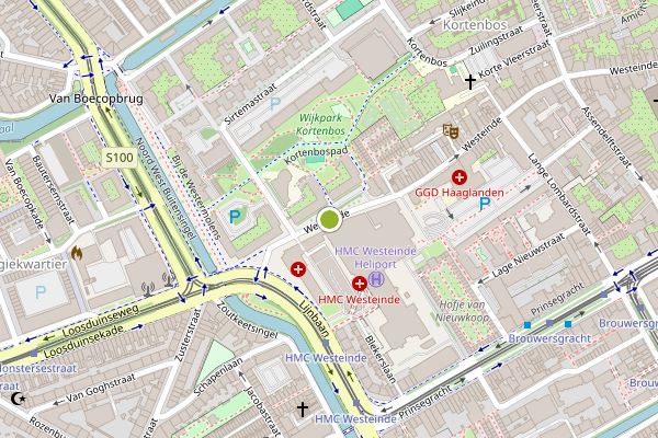 Ambulance-melding op Westeinde, Den Haag op 3 juni, kaart-overzicht