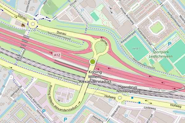 Ambulance-melding op Koning Willem-Alexanderviaduct, Den Haag op 3 juni, kaart-overzicht