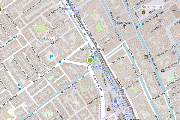 Ambulance-melding op Spoorsingel, Delft op 3 juni, kaart-overzicht