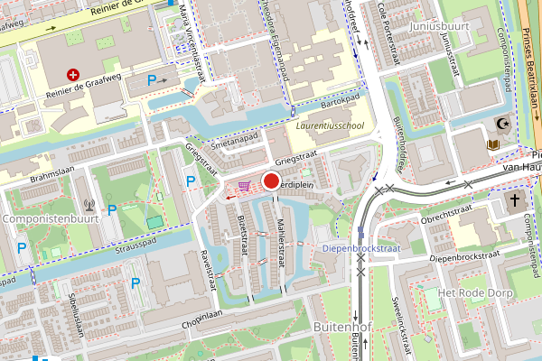 Brandweer-melding op Mahlerstraat, Delft op 4 juni, kaart-overzicht