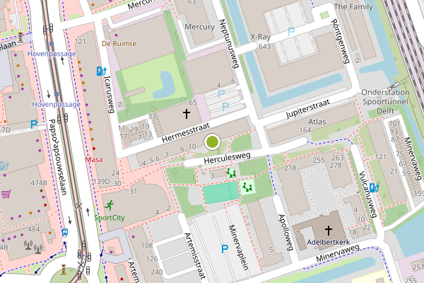 Ambulance-melding op Herculesweg, Delft op 4 juni, kaart-overzicht
