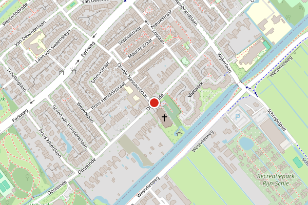 Brandweer-melding op Oosteinde, Voorburg op 4 juni, kaart-overzicht