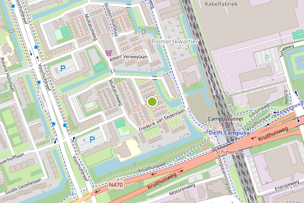 Ambulance-melding op P.C. Boutenspad, Delft op 4 juni, kaart-overzicht