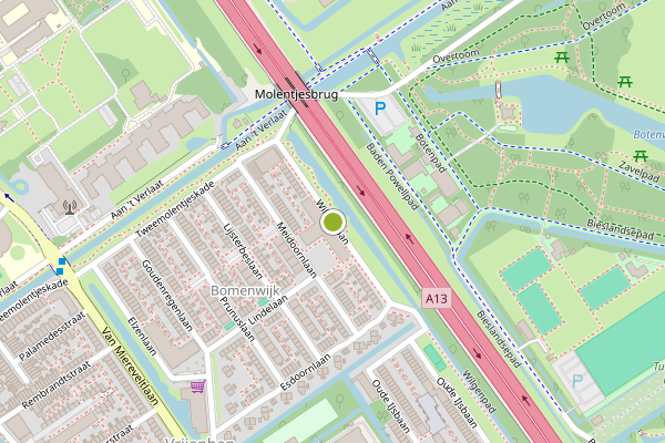 Ambulance-melding op Wilgenlaan, Delft op 5 juni, kaart-overzicht