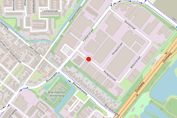 Brandweer-melding op Philipsstraat, Zoetermeer op 6 juni, kaart-overzicht
