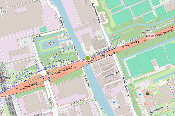 Ambulance-melding op Kruithuispad, Delft op 6 juni, kaart-overzicht