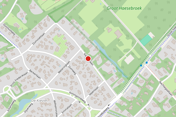 Brandweer-melding op Kievietslaan, Wassenaar op 7 juni, kaart-overzicht
