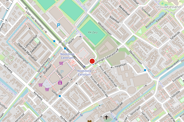 Brandweer-melding op Markt, Nootdorp op 7 juni, kaart-overzicht