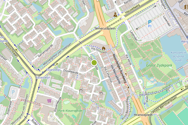 Ambulance-melding op Distelweide, Voorburg op 7 juni, kaart-overzicht