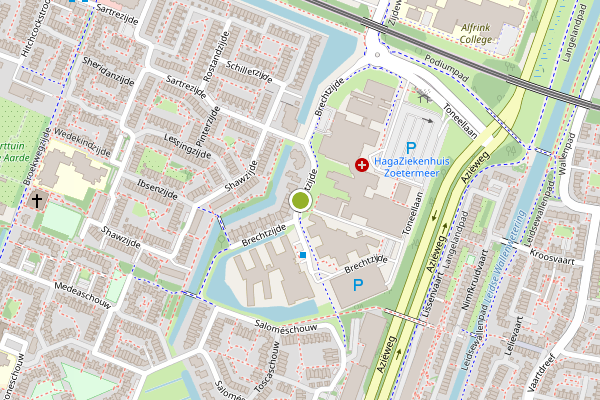 Ambulance-melding op Brechtzijde, Zoetermeer op 8 juni, kaart-overzicht
