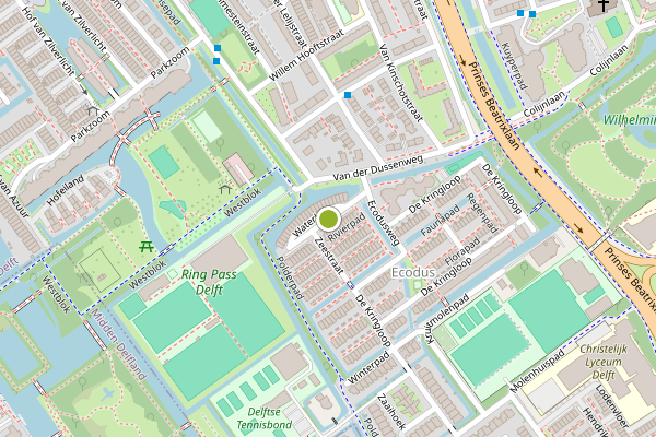 Ambulance-melding op Waterloop, Delft op 8 juni, kaart-overzicht