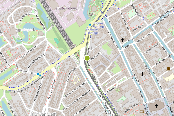 Ambulance-melding op Wateringsevest, Delft op 8 juni, kaart-overzicht
