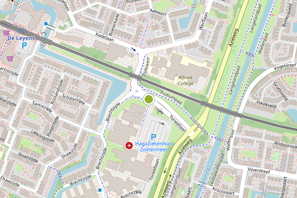 Ambulance-melding op Toneellaan, Zoetermeer op 9 juni, kaart-overzicht